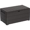 Duramax Cedargrain Durabox 416 litri, contenitore per esterni, in plastica, e organizer per mobili da giardino, struttura in venatura del legno, scatola per cuscini in plastica, Marrone scuro
