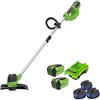 Greenworks 40V Tagliabordi a Batteria per Giardini Medi, Batteria 40V 2x 2Ah e Caricabatterie + 3 pezzi rocchetto doppio filo (blu)