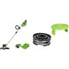Greenworks 40V Tagliabordi a Batteria per Giardini Medi, Batteria 40V 2x 2Ah e Caricabatterie + 6m di Filo a Bobina per Tagliabordi