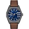 Diesel Orologio da uomo Scraper movimento al quarzo/3 lancette cassa 44mm con cinturino in pelle DZ2189