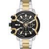 Diesel Orologio Griffed da uomo, movimento cronografo, cassa in acciaio inox tricolore da 48 mm con bracciale in acciaio inox, DZ4577