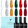 TOMICCA Smalto Semipermanente Set, 6 Colori Smalto Natalizio Rosso Verde Bianco Glitterato Series, 8ML Gel Unghie UV/LED Kit, Per La Casa Nail Salone Fai Da
