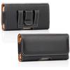 AXELENS Custodia Universale Porta Cellulare a Portafoglio Orizzontale da Cintura Smartphone Fino a 6'' Pollici - Chiusura Magnetica Invisibile Porta Documenti e Carte in Similpelle LISCIA NERA