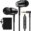 LUDOS OMNITONE Auricolari In-Ear Cuffie, Cuffiette con Filo e Microfono, 5 Anni di Garanzia, Cuffie Isolamento Acustico, Cuffiette Cellulare, Jack 3,5 mm per iPhone, Apple, Samsung, Huawei - Nero