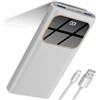 Rolosar Power Bank, 10000mAh PowerBank Ricarica Rapida con Ingresso e Uscita USB-C Batteria Esterna, Caricatore Portatile Display LED per iPhone 15/14/13/12/Pro/Pro Max bianco