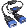 ANDTOBO Cavo USB Sdoppiatore, USB Doppia Uscita, Cavo 2.0 Y Splitter USB per Auto/iPhones/LED/Dischi Rigidi Esterni, ecc