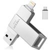 Vackiit Chiavetta USB 256 GB per iPhone Apple Certificato, Vackiit Chiavetta USB C Lightning Chiave USB 3.0 Photo Stick Archiviazione Esterna per iPad Mac iOS OTG Android Mobile PC con MFI Lightning, USB 3.0