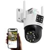 ZOSI 4MP+4MP Telecamera WiFi Esterna a Doppio Obiettivo con Spina, 2,4G WiFi, Auto Tracking, Audio Bidirezionale, Rilevamento Veicoli/Persone, C298 Pro