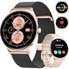 LIGE Orologio da donna con chiamate Bluetooth, 1.43" AMOLED HD Orologio sportivo da donna con calorie/salute delle donne/SpO2, IP68 Orologio da donna impermeabile, Android iOS Oro Nero