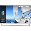Thomson 24 Pollici (60 cm) HD Bianco 12V Google TV Camping, Wi-Fi, Dolby Audio, HDR10, Bluetooth 5.1, Triple-Tuner (Cavo/Satellite/Antenna), HDMI, CI+, A+ Pannello - 24HG2S14CW