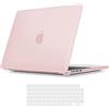 TECOOL Cover compatibile con MacBook Air M4 M3 M2 13,6 Pollici 2022 2024 2025 (A3240 A3113 A2681), Custodia Rigida Protettiva Sottile in Plastica e Copritastiera UE, Rosa Chiaro