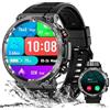 IOWODO Smartwatch Uomo,Orologio Fitness Chiamate Bluetooth,Smart Watch Militari Tracker con Cardiofrequenzimetro,SpO2, Monitoraggio del Sonno,100+ Modalità Sport Compatibile Android iOS (2 Cinturini)