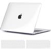 TECOOL Cover per MacBook Air M1 (A2337) e MacBook Air 13 Pollici Retina 2020 2019 2018 (A2179 A1932), Custodia Rigida Protettiva Sottile in Plastica e Copritastiera UE, Superficie Lucida Trasparente