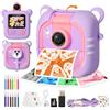 ARNSSIEN Macchina Fotografica Bambini Istantanea e 7 Rotoli Carta (4 Col: O/R/V/B+3 B&N)-2,4"Fotocamera istantanea con 32GB, 180 °Flip Obiettivo, Regalo di Natale e Compleanno per Bambini per 3-12,M2