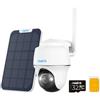 Reolink 3G/4G LTE Telecamera con Sim + 32G microSD Card, 5MP 360° PTZ Videosorveglianza Esterno Senza Fili a Batteria, Rilevamento AI, Audio Bidirezionale, Cloud/Alexa, Go PT Plus con Pannello Solare
