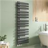 EMKE Scaldasalviette bagno ad acqua calda, tubo ovale, 143x40cm, radiatore da bagno a tubo ovale, scaldasalviette da bagno, termoarredo bagno acqua calda, 510W,Antracite