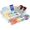 HOOMOOZ Organizer Cassetti 25 Pezzi, Divisori per Cassetti di 4 Dimensioni, Contenitori per Cassetti in Plastica per Trucco Bagno Cucina Ufficio, Trasparente