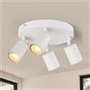 wowatt Faretti da Soffitto Orientabili Bianco, Moderna Plafoniera LED Faretti 4 Luce, GU10 Faretti LED da Soffitto Rotonda, Faretto da Parete Interno per Salotto Cucina Soggiorno, Senza Lampadina
