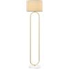 HOMCOM Lampada da Terra Moderna con Paralume in Tessuto, Base Grande e Doppio Tubo Metallico, Lampada a Piantana con Interruttore a Pedale per Camera da Letto e Salotto, Oro