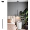 ACMHNC Lampada a Sospensione Moderna, Lampada a Sospensione Comodino Camera da Letto, Cavo Regolabile 190cm, 5W LED Lampadario Nero Per Cucina Soggiorno Tavoli Bar Hotel,30x3cm, Bianco Caldo