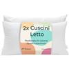 Flowen Cuscino 40 x 60 - Set di 2 cuscini per letto per dormire e decorativi, anallergici, anti-acari e rinfrescanti, rettangolare, federa bianca in cotone e poliestere. Rimovibile e lavabile