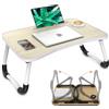Avilia Tavolino Pieghevole da Letto con Porta Bicchiere e Leggio per Tablet, 60x40 cm, Nero, Salvaspazio, Facile da Trasportare, Ideale per Soggiorno, Camera, Aree Relax e Smart Working