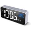 HOMVILLA Sveglia Digitale, Sveglie con Display a LED di Dimensioni, Sveglia a Specchio Portatile con Doppio Allarme, Sveglia Intelligente, Snooze 4 Livelli di Luminosità Regolabile Comodino 10 Music
