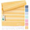 Fit-Flip Telo hammam - asciugamano mare cotone antisabbia XXL - asciugatura rapida - teli sauna fouta, asciugamani spiaggia ideale come sarong e per doccia - Miele - 100x200cm Sultan