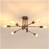 Comely Lampadario Sputnik Vintage, 6 Luci Plafoniera E27 Regolabile di 180°, Industriale Lampada da Soffitto Metallo per Soggiorno Camera da Letto Cucina, Dia 72 CM, Bronzo