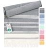 Fit-Flip Telo hammam - asciugamano mare cotone antisabbia XXL - asciugatura rapida - teli sauna fouta, asciugamani spiaggia ideale come sarong e per doccia - Navy - 100x200cm Diamond