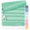 Fit-Flip Telo hammam - asciugamano mare cotone antisabbia XXL - asciugatura rapida - teli sauna fouta, asciugamani spiaggia ideale come sarong e per doccia - Verde - 100x200cm Sultan
