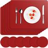 APLKER Tovagliette in Pelle Set di 6 Tovaglietta Americana Lavabili Impermeabili Antiscivolo Resistenti al Calore, Rettangolari Set Tovagliette, 16" x 12" (Rosso)