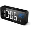 HOMVILLA Sveglia Digitale, Sveglie con Display a LED di Dimensioni, Sveglia a Specchio Portatile con Doppio Allarme, Sveglia Intelligente, Snooze 4 Livelli di Luminosità Regolabile Comodino 10 Music