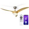 KLARSTEIN Monteverde Ventilatore da Soffitto con Luce e Telecomando - Controllo App, Luce Dimmerabile, 6 Velocità, Modalità Estate & Inverno, Silenzioso, 132cm, Acero