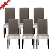 Jaotto Coprisedia Elasticizzati con Schienale 6 Pezzi, Fodere Coprisedie Universale per Sala da Pranzo Cucina, Moderno Coprisedia Lavabile Estraibile, Coperture per Sedie(Linea Cammella,6 Pezzi)