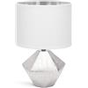 Aigostar Lampada da Comodino, Moderna Lampada da Tavolo Base in Ceramica Paralume in Stoffa, Attacco E14, 22 * 22 * 32cm Cavo 1.3 Metri, Design Vintage