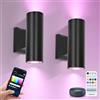 Aigostar Mesh - Alexa Applique da Esterno Bluetooth Mesh, GU10 4.9W Smart Su e Giù Lampada Da Esterno IP65, Alimentato Dalla Rete Elettrica Applique Esterno Work with Alexa, 2 Unità (Con Telecomando)