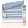 Fit-Flip Telo hammam - asciugamano mare cotone antisabbia XXL - asciugatura rapida - teli sauna fouta, asciugamani spiaggia ideale come sarong e per doccia - Blu - 100x200cm Diamond