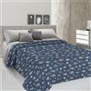 PENSIERI DELICATI Copriletto Matrimoniale 260 x 280 cm, 100% Cotone Pique, Ideale Come Telo Arredo, Coperta Salva Letto 2 Piazze, Fantasia Oceano Blu, 100% Made in Italy