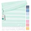 Fit-Flip Telo hammam - asciugamano mare cotone antisabbia XXL - asciugatura rapida - teli sauna fouta, asciugamani spiaggia ideale come sarong e per doccia - Aqua - 100x200cm Sultan