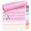 Fit-Flip Telo hammam - asciugamano mare cotone antisabbia XXL - asciugatura rapida - teli sauna fouta, asciugamani spiaggia ideale come sarong e per doccia - Rosa - 100x200cm Diamond