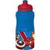 TataWay in viaggio si cresce Marvel Borraccia blu per bambini in plastica Avengers Iron Man Hulk Captain America 380 ml con chiusura antigoccia e banda antiscivolo
