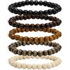 MILAKOO bracciale mala da uomo elastico con perline di legno tibetano e buddista per la meditazione e la preghiera 6/8 mm Legno