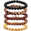 MILAKOO Braccialetto elastico naturale per yoga da uomo e donna 8 mm Legno