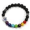 MILAKOO Braccialetto Elastico di Perline di Pietra lavica da 8 mm con Mano di Hamsa Contro Il malocchio per Meditazione Yoga e Reiki