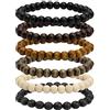 MILAKOO bracciale mala da uomo elastico con perline di legno tibetano e buddista per la meditazione e la preghiera 6/8 mm Legno