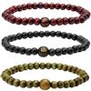 MILAKOO bracciale mala da uomo elastico con perline di legno tibetano e buddista per la meditazione e la preghiera 6/8 mm Legno