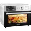 OIMIS Friggitrice ad Aria Calda, Forno multifunzione ad aria 30L, 21 in 1 Forno Elettrico Airfryer timer e temperatura regolabili con 7 accessori Fornetto senza olio certificazione CE, Argento 1800w