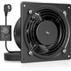 HG Power Ventola Aspirazione 150mm - 525m³/h Ventola Bagno Silenziosa con Valvola di non ritorno, Regolatore di velocità, Spina, Aspiratore Industriale 38W per Cucina Garage Seminterrato, Nero