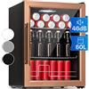 Klarstein Mini Frigo Bar Portatile per Birra Interno/Esterno, da Camera, Frigorifero Piccolo da Ufficio, con Porta in Vetro e Ripiani Rimovibili, 3-10°C, 60L